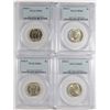 LOT OF ( 4 ) 1942-S JEFFERSON NICKELS, PCGS MS-66
