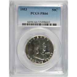 1953 FRANKLKIN HALF DOLLAR, PCGS PR-66