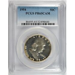 1954 FRANKLIN HALF DOLLAR, PCGS PR-65 CAMEO
