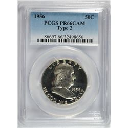 1956 TYPE-2 FRANKLIN HALF DOLLAR, PCGS PR-66 CAMEO