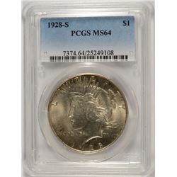 1928-S PEACE DOLLAR PCGS MS-64
