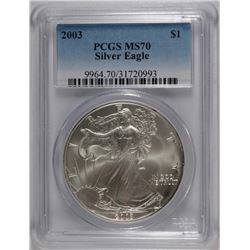 2003 AMERICAN SILVER EAGLE, PCGS MS-70! PERFECT!