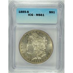 1885-S MORGAN DOLLAR ICG MS-61