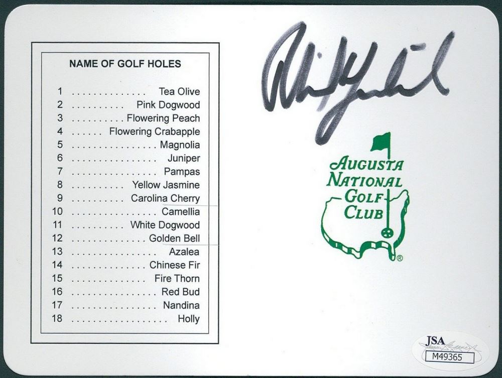 Phil Mickelson Signed Augusta National Scorecard (JSA COA)