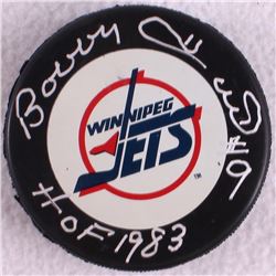 Bobby Hull Signed Jets Logo Hockey Puck Inscribed "HOF 1983" (Schwartz COA)