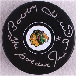 Bobby Hull Signed Blackhawks Logo Hockey Puck Inscribed "The Golden Jet" (Schwartz COA)