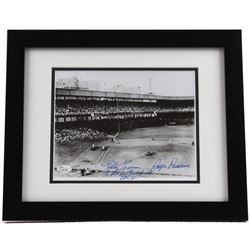 Bobby Thomson & Ralph Branca Signed 13x16 Custom Framed Photo Display Inscribed "The Shot Heard 'Rou