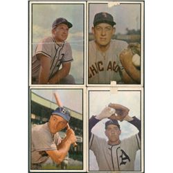 Lot of (4) 1953 Bowman Color Baseball Cards With #157 Sherm Lollar, #155 Allie Clark, #150 Carl Sche