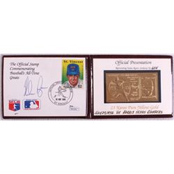 Nolan Ryan Signed Rangers Commemorative 23k Karat Gold Stamp (JSA COA)