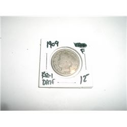 1909 Liberty "V" Nickel RFD Book Value $12+ *Nice Early FINE Grade Nickel*