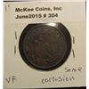 Image 1 : 304. 1876 H Canada Large Cent. VF. Some corrosion.