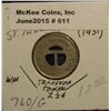 Image 1 : 611. (1931) "Twin City Motor Bus Co.", "Transfer Token/2 1/2c".  d8418. 760/G. wm. Rd. Center 3-part