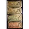 Image 1 : 662. 4 Old Canada Notes; 1954 $2, 1967 $1, and 2(1973 $1) Notes. Circulated