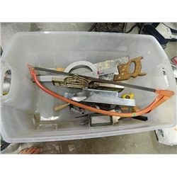 TUB OF HAND SAWS AND TOOLS