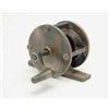 Image 1 : A late 19th century Hardy brass multiplying reel, with curved crank arm and brass knop, stamped,...