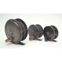 Three varying Bernard and Son fly reels, one inscribed, 'J Bernard & Son, Makers, 5 Church Place...