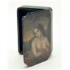 Image 1 : A mid 19th century Stobwasser papier mache snuff box, the cover painted with a partially draped r...