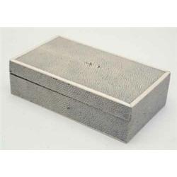 An Art Deco shagreen and ivory lined box, of rectangular form on mahogany carcass, 7in wide...