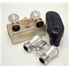 Image 1 : Two pairs of French mother of pearl opera glasses, one with silvered mounts, the other gilt mount...
