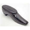Image 1 : A Victorian papier mache shoe snuff box, with mother of pearl inlay, 4.25ins...