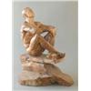 Image 1 : Thompson Dagnall, British b.1956. An elm statue 'Head Back Man', seated cross legged on naturalis...