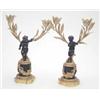 Image 1 : A pair of French mid 19th century bronze and gilt bronze candelabra, each cast as an infant Pan o...