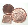 Image 1 : Three Arts and Crafts copper dishes, comprising a Newlyn square stand with fish and shell embosse...