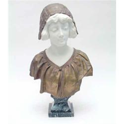 Affortunato Gory, Italian, fl.1895-1925, A bust of a young woman wearing an embroidered cap, sign...