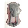 Image 1 : A 19th century bronze muzzled bear door knocker, the bears head and foliate cast knocker on a woo...