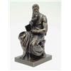 Image 1 : A French 19th century bronze figure of Moses, seated on rectangular base impressed with the found...
