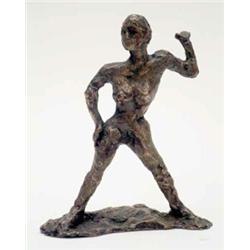 A modern bronze statuette of a nude woman, standing on shaped base, 6.25ins...