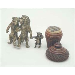 An early 20th century Austrian bronze lion group, of a couple of lions going for a walk with thei...