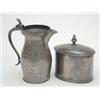 Image 1 : A Scottish pewter measure and a pewter tea caddy, both circa 1800, the pear shaped measure with t...