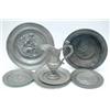 Image 1 : Assorted Continental pewter dishes and plates, comprising a foliate chased bowl, an embossed dish...