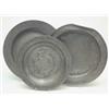 Image 1 : Three English pewter dishes, comprising a triple reeded rim dish by James French, circa 1700, 13....