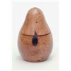 Image 1 : A George III fruitwood pear shaped tea caddy, with iron escutcheon and lock, stalk lacking, 6ins...