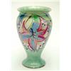 Image 1 : A Carltonware baluster vase, painted with stylised flowers against a green lustre ground, 9.5ins...