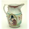 Image 1 : An early 19th century pearlware jug, relief moulded and painted with portrait busts of Shakespear...