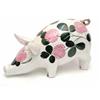 Image 1 : A Plichta model of a pig, standing four-square, painted with pink flowers and green leaves, paint...