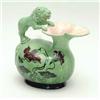 Image 1 : An Austrian Art Nouveau green glazed ewer, with lion handle, relief moulded Bacchus mask and pain...