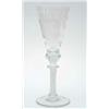 Image 1 : A large crested glass goblet, with engraved round funnel bowl, faceted knop and single series opa...