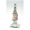 Image 1 : A 19th century Meissen candlestick figure group, nymph boy and girl seated at stem, floral encrus...