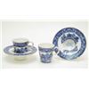Image 1 : A pair of Royal Worcester bone china coffee cups, and trembleuse saucers, printed with a chinoise...