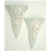 Image 1 : A pair of Victorian bone china wall pockets, with encrusted white foliage against the green woven...