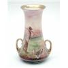 Image 1 : A Royal Doulton bone china two-handled vase, painted with a farm-hand carrying scythe, three chic...