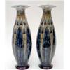 Image 1 : A pair of Doulton Lambeth stoneware vases, by Eliza Simmance of bulbous form with tubelined styli...