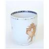 Image 1 : An Export coffee cup painted with an iron red urn, below a blue enamel border....