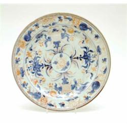 A 19th century Imari porcelain charger, painted with flowers and floral garlands in underglazed b...