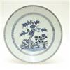 Image 1 : A 19th century Chinese porcelain blue and white charger, simply decorated with a bird perched in...