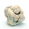 Image 1 : An ivory study of Hotei, Meiji, with sack wrapped around his back, lightly engraved, signed (chip...
